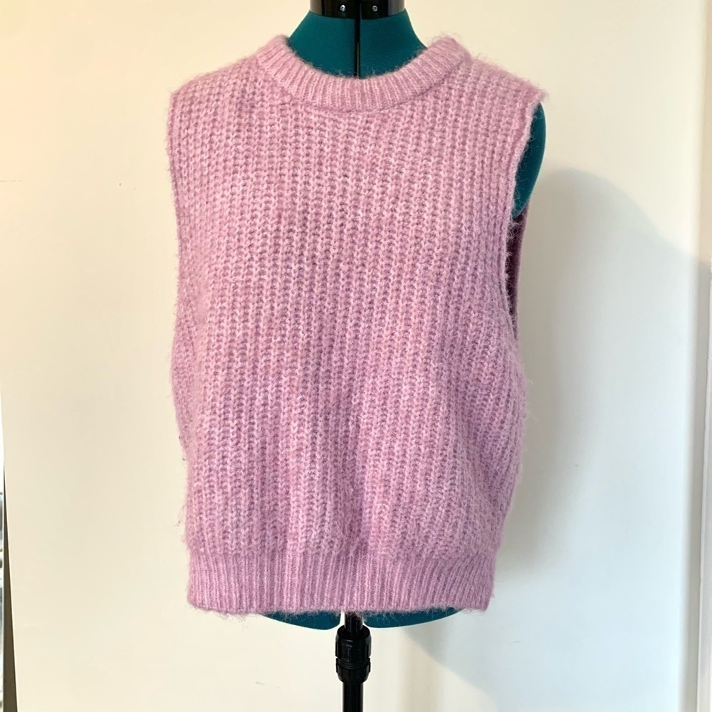 Universal Thread fuzzy knit sweater vest bohemian casual hobo lilac large - Picture 2 of 7